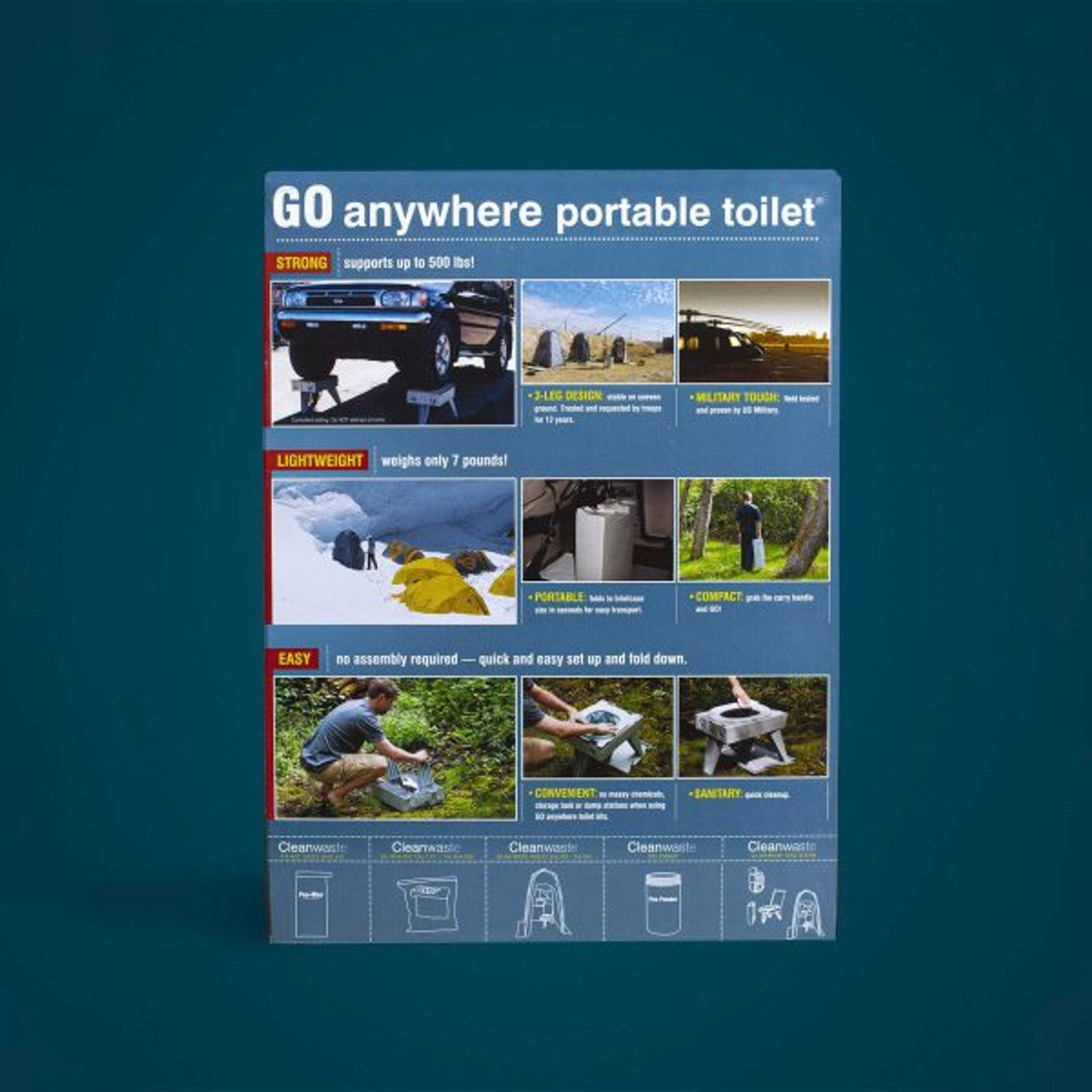 Cleanwaste GO Anywhere Portable Toilet – Compact, Lightweight Camping Toilet