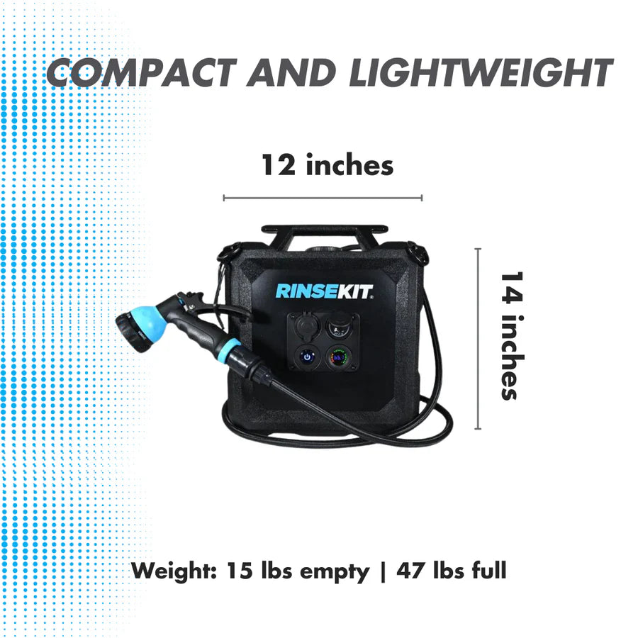 RinseKit Cube Electric Portable Shower – 4 Gallon High-Pressure Camping Shower