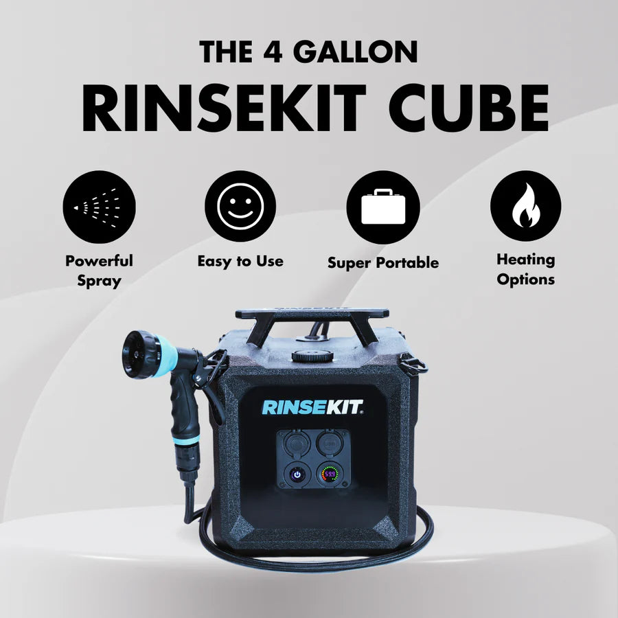 RinseKit Cube Electric Portable Shower – 4 Gallon High-Pressure Camping Shower