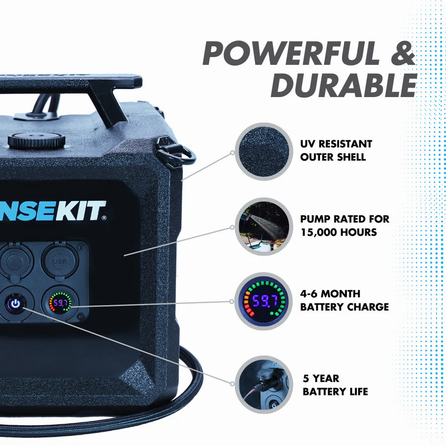 RinseKit Cube Electric Portable Shower – 4 Gallon High-Pressure Camping Shower