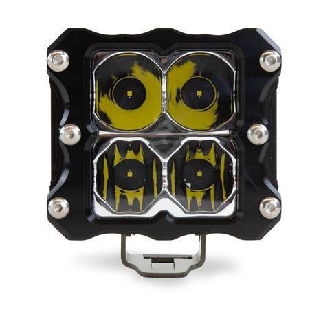 Heretic 6 Series Quattro Light: Black Bezel | Stainless Bolts | Spot Reflector | Clear Lens