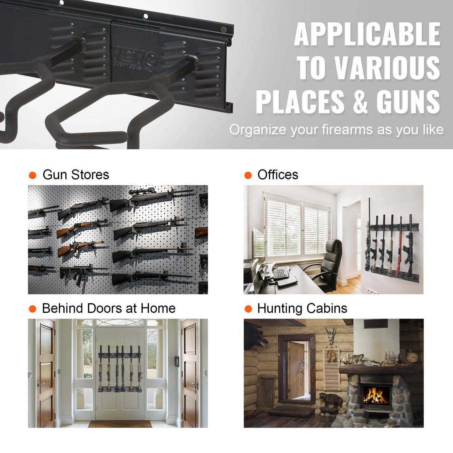 6-Slot Metal Wall Gun Rack - Heavy-Duty Rifle & Shotgun Wall Mount with Soft Padding