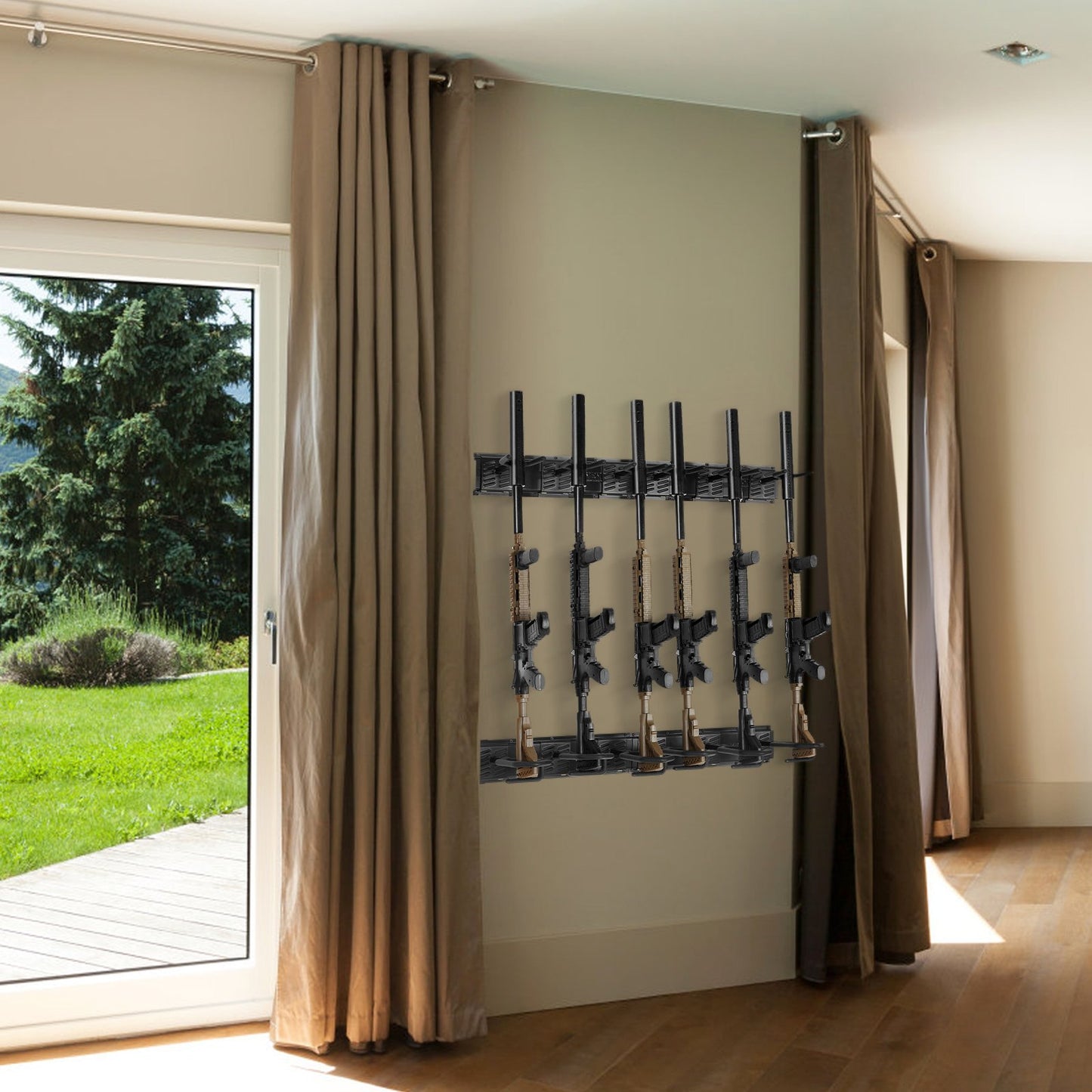 6-Slot Metal Wall Gun Rack - Heavy-Duty Rifle & Shotgun Wall Mount with Soft Padding