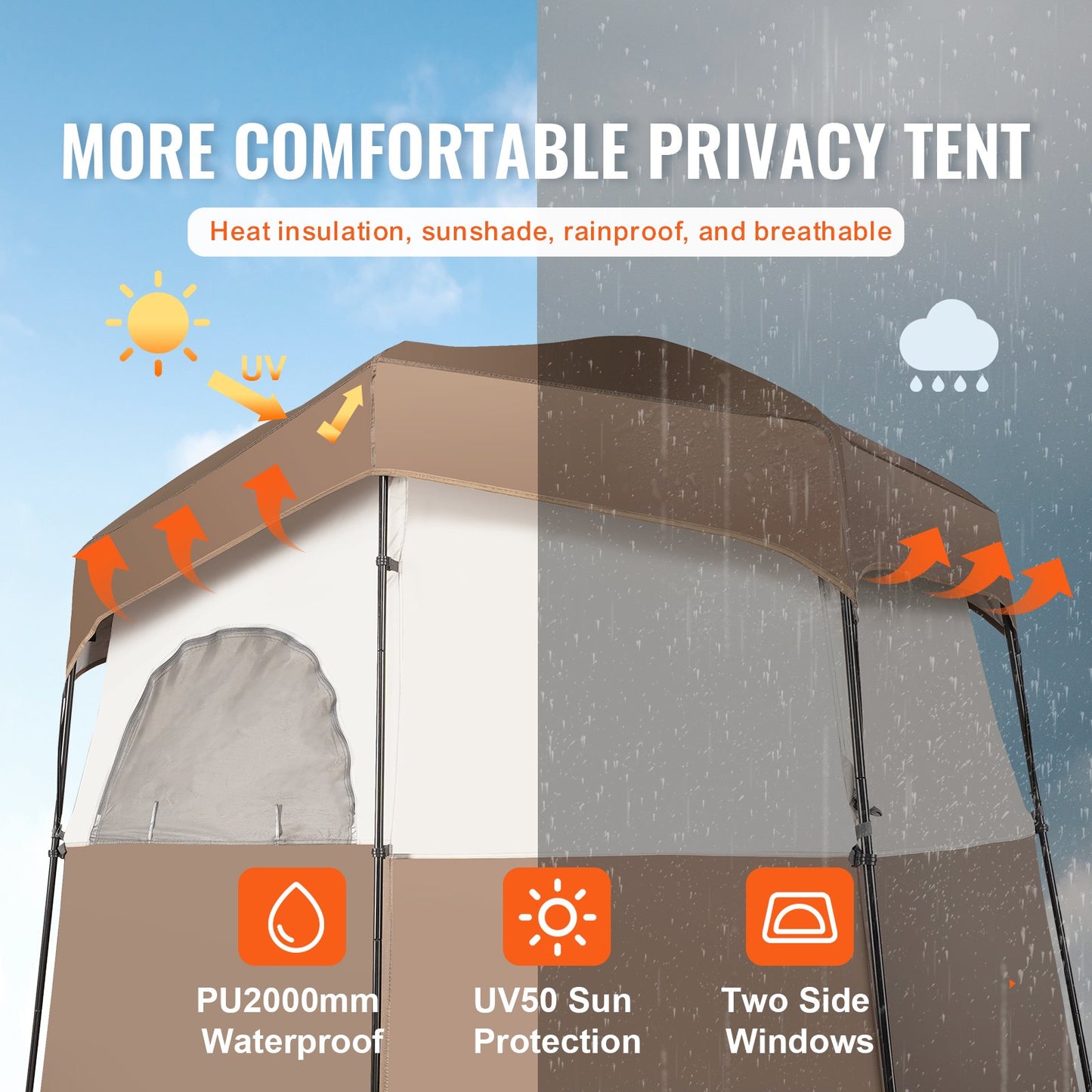 Camping Shower Tent – 2-Person Privacy Tent for Outdoor Showers UV50 Protection and Waterproof