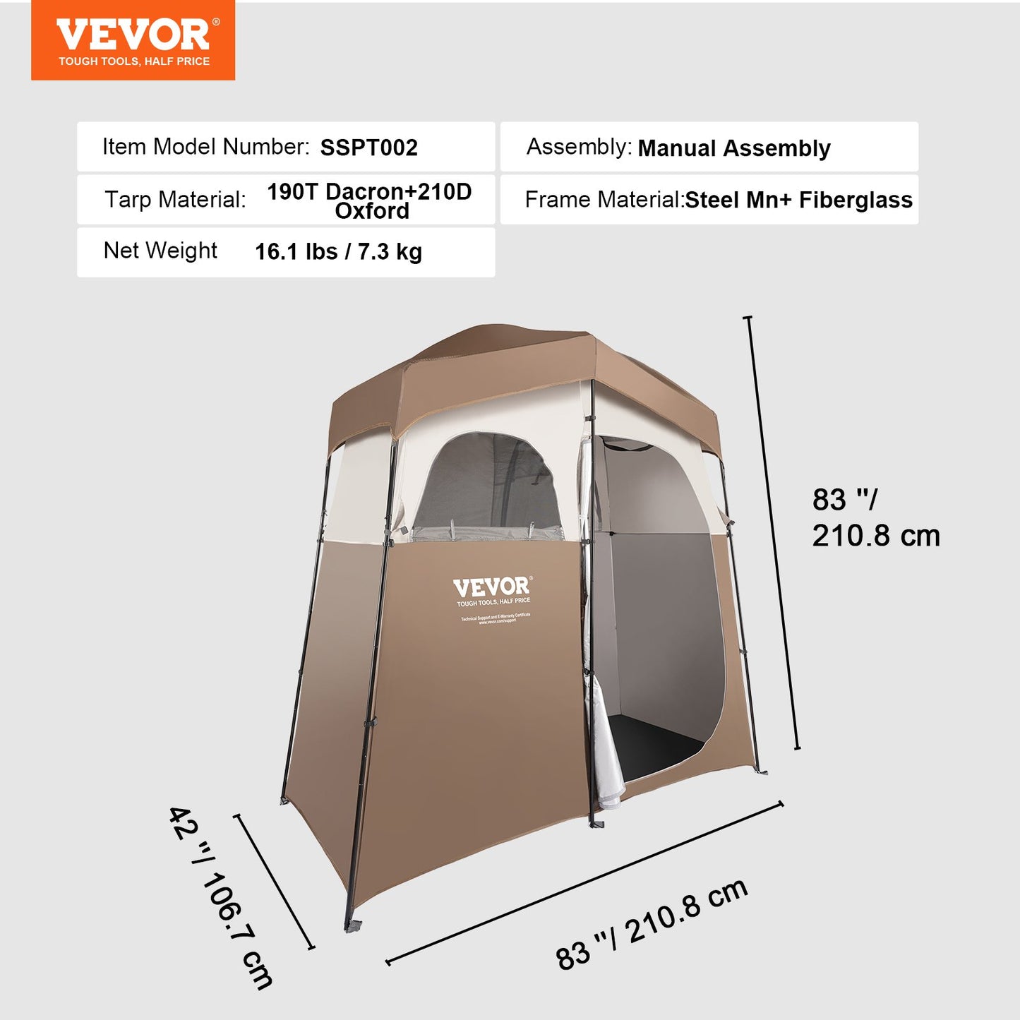 Camping Shower Tent – 2-Person Privacy Tent for Outdoor Showers UV50 Protection and Waterproof