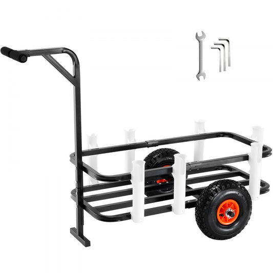 Fishing Cart 200 lbs Capacity 11" Sand Wheels Heavy Duty Steel with 7 Rod Holders