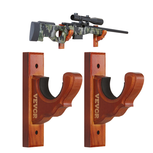 Wooden Wall Gun Rack - 50 lbs Capacity, Horizontal Gun Storage for Rifles & Shotguns