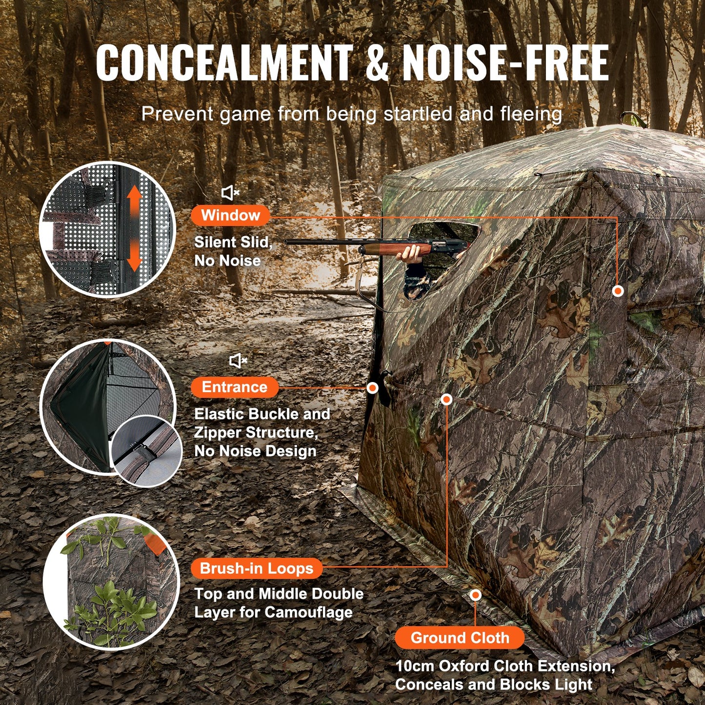 270° See Through Hunting Blind for 4-5 People with Silent Windows and Carry Bag