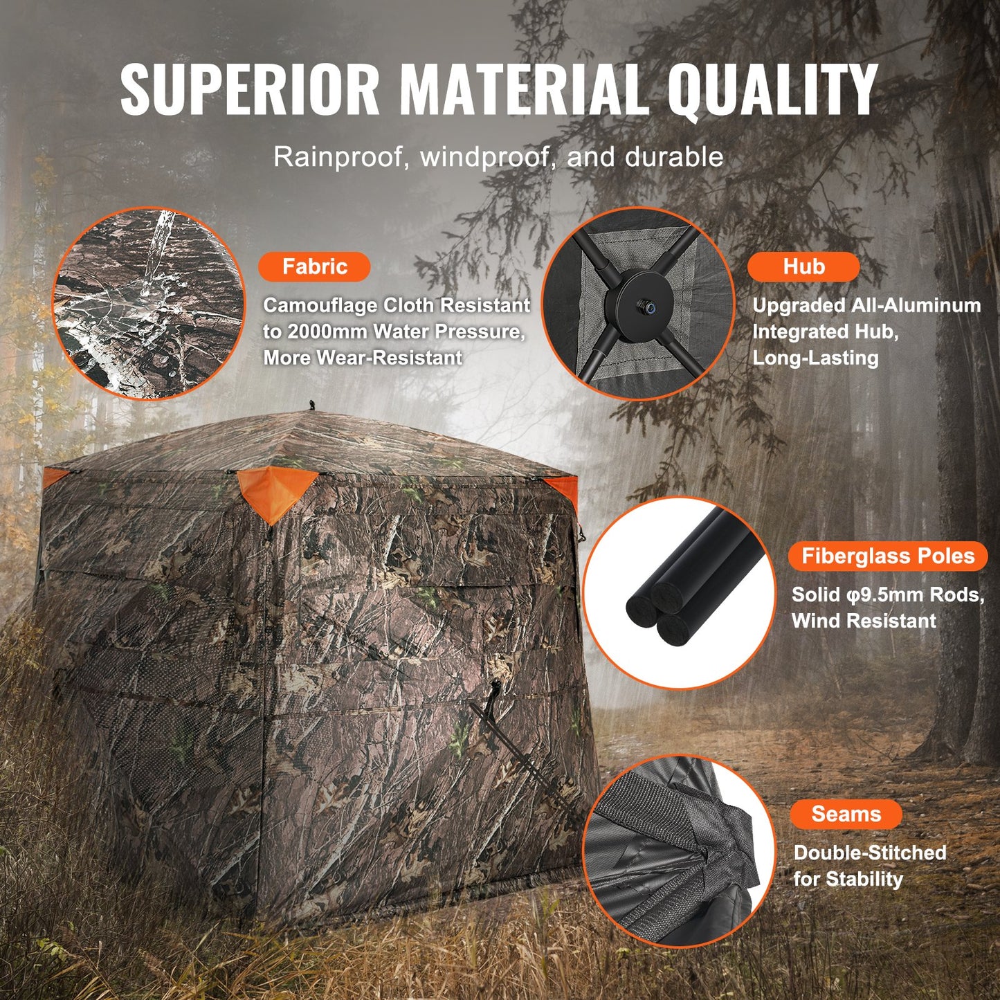 270° See Through Hunting Blind for 4-5 People with Silent Windows and Carry Bag