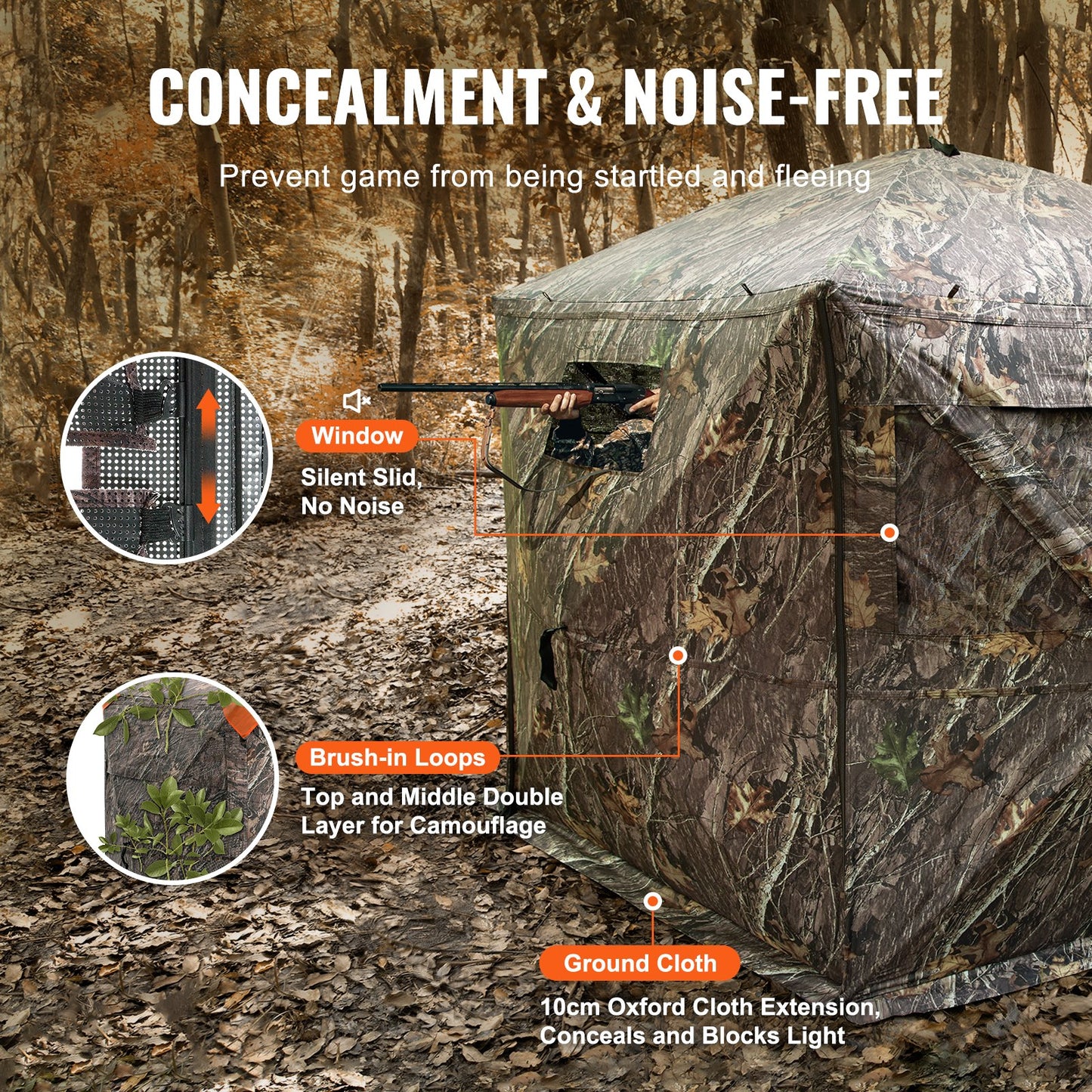 288° See Through Hunting Blind for 6-7 People with Sliding Windows and Carry Bag