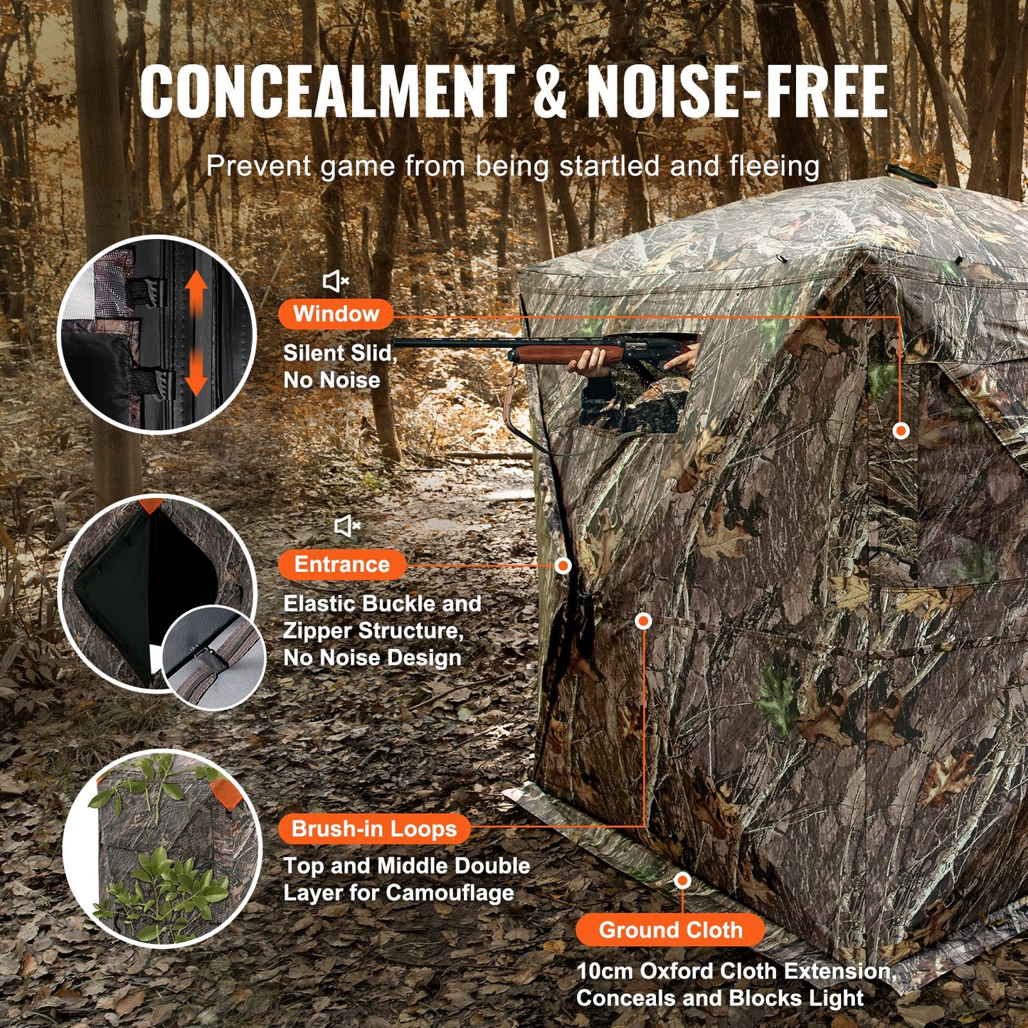 270° See Through Hunting Blind for 1-2 People with Silent Windows and Carry Bag