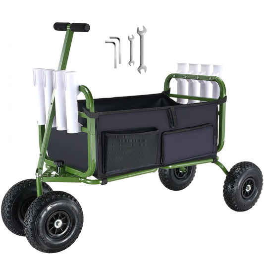 Fishing Cart 300 lbs Capacity Foldable with 11" Sand Wheels Heavy Duty Steel